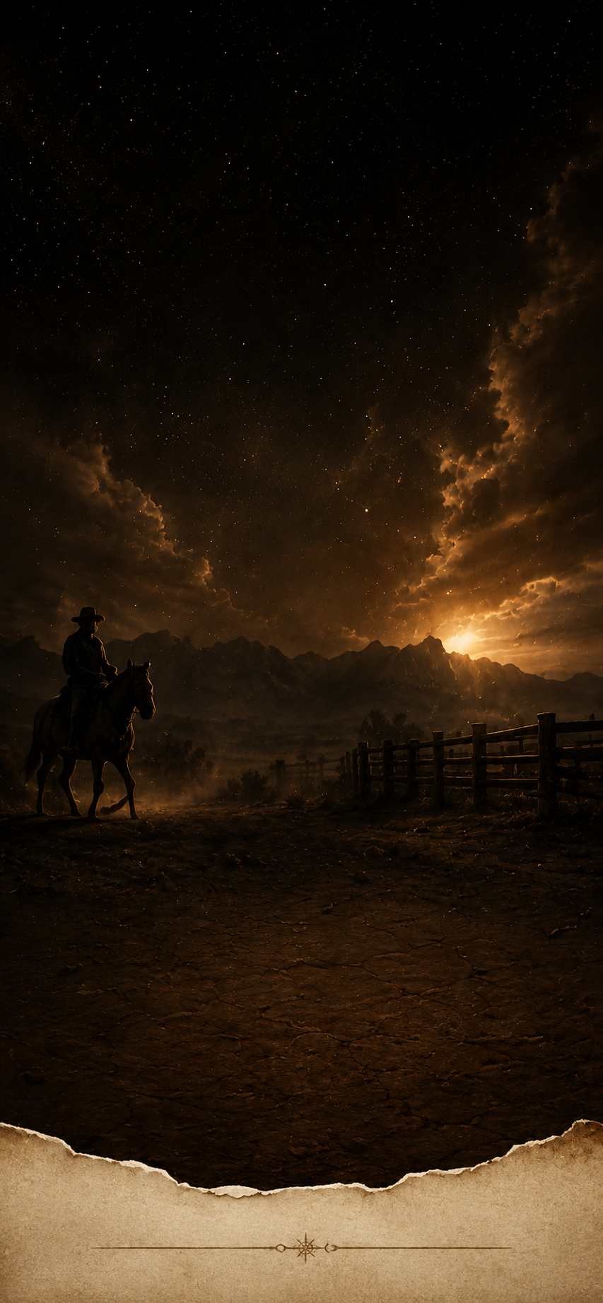Paisaje nocturno western para la invitación de Jorshua